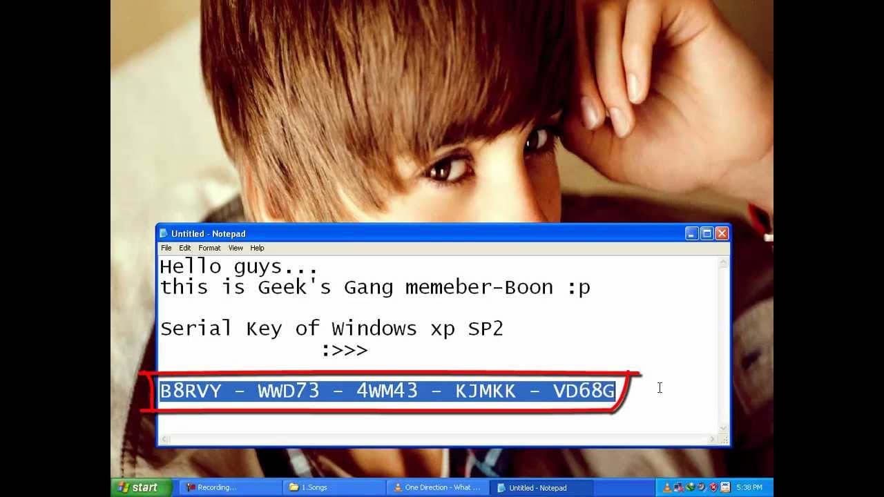 windows xp pro serial key